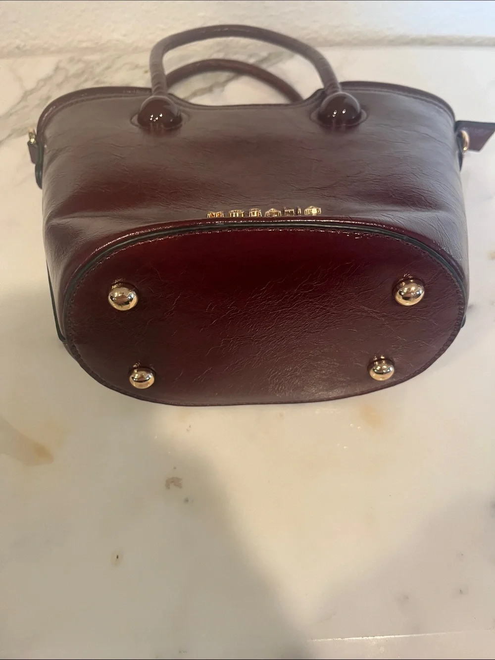 Moralia Deep Burgundy Leather Satchel with Top Handles